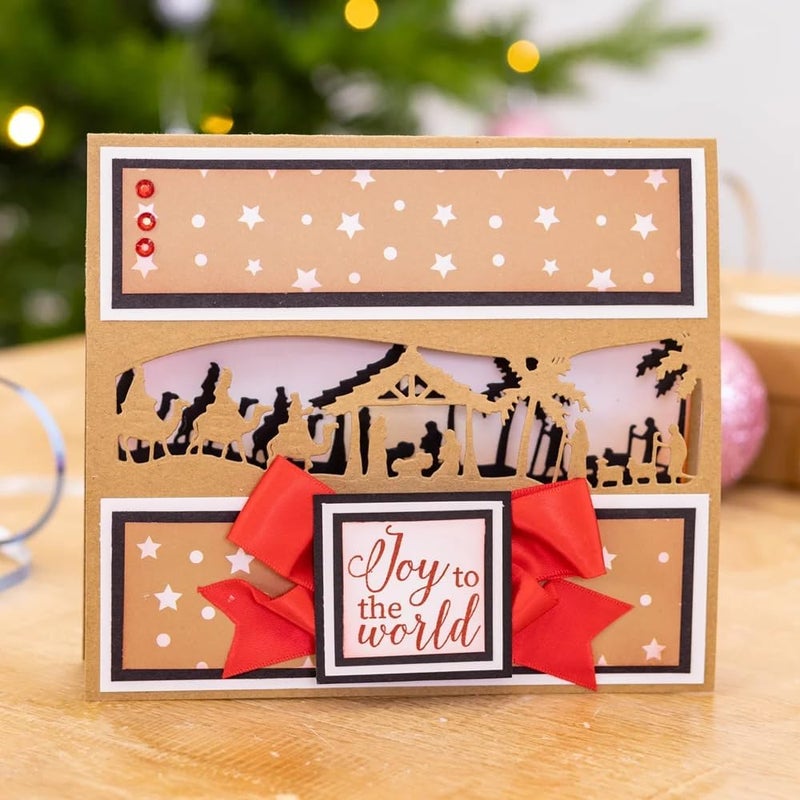 Lapoo Cutting Die for Scrapbooking, 3D Backgrounds Frame New Cutting Dies DIY Album Card Making Decor Paper Craft Metal Die Cuts Party Decorations (Starry Night Journey 6.2 x 1.7 in) - Image 2